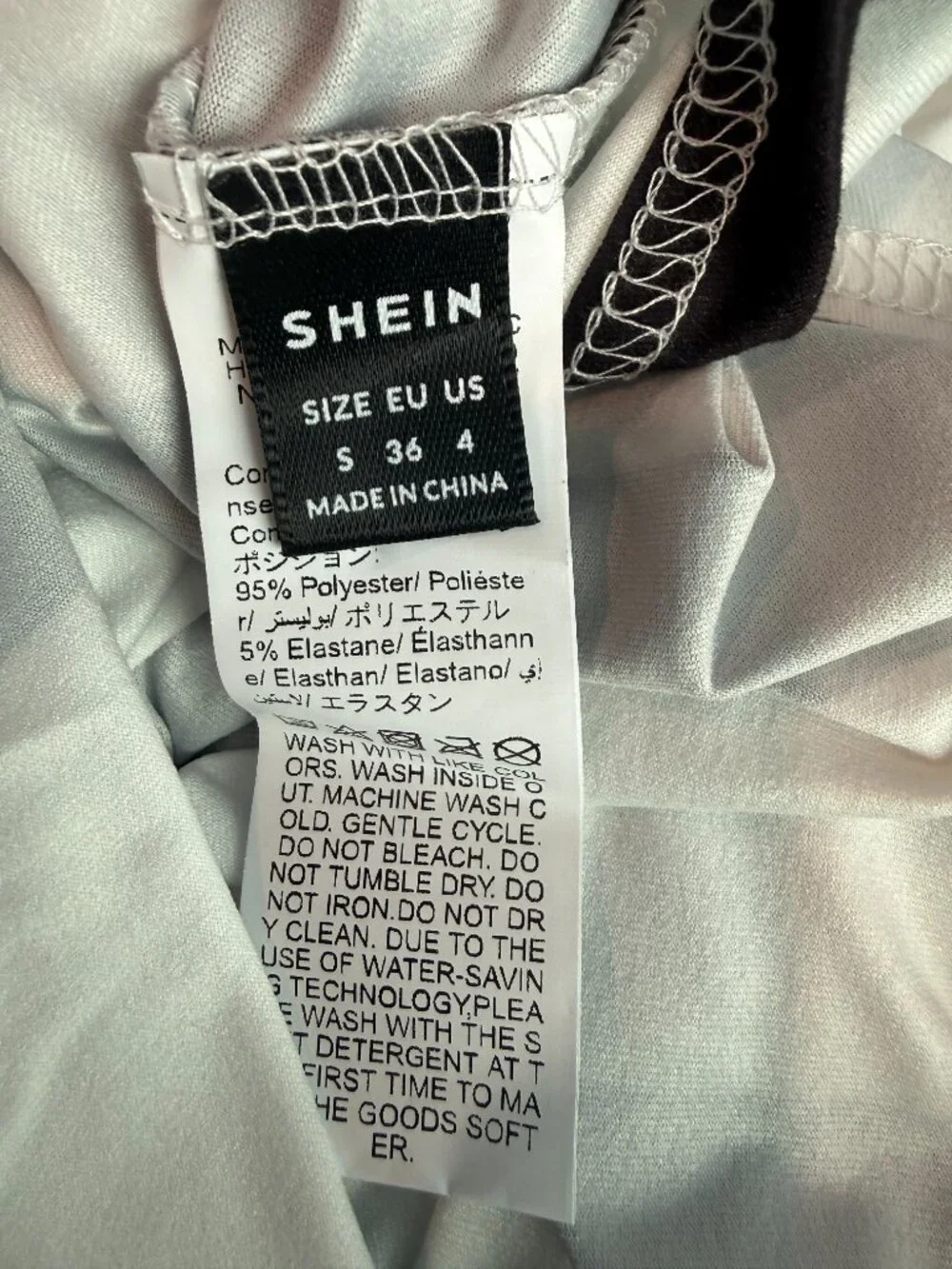 SHEIN Size Small One Shoulder Maxi Dress Black White Abstract Geometric Stretch - Picture 5 of 5